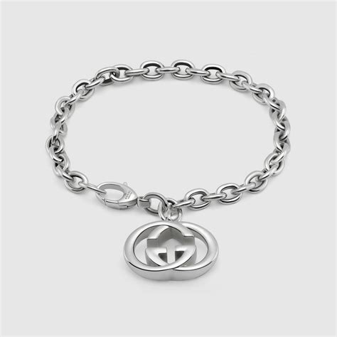 gucci silver charms|silver bracelet with interlocking g.